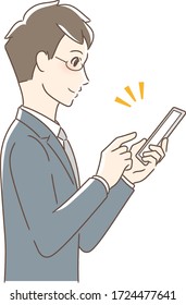 Illustration of a side profile of a man operating a smartphone