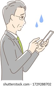 Illustration of a side profile of a man operating a smartphone