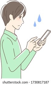 Illustration of a side profile of a man operating a smartphone