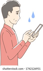 Darstellung eines Seitenprofils eines Mannes, der ein Smartphone betreibt