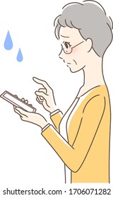 Illustration of a side profile of a woman operating a smartphone