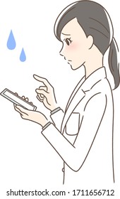 Illustration of a side profile of a woman operating a smartphone