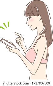 Illustration of a side profile of a woman operating a smartphone