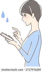 Illustration of a side profile of a woman operating a smartphone