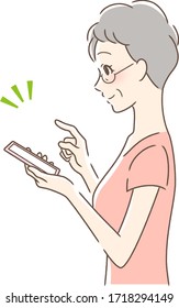 Illustration of a side profile of a woman operating a smartphone