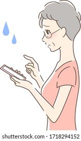 Illustration of a side profile of a woman operating a smartphone