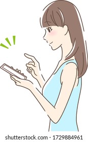 スマホ 女性 アジア人 のイラスト素材 画像 ベクター画像 Shutterstock