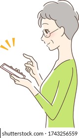 Illustration of a side profile of a woman operating a smartphone