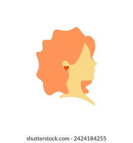 Ilustración de la vista lateral de la hermosa cara de la mujer con el pelo coloreado