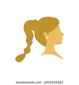 Illustration of side view of beautiful woman's face with colored hair