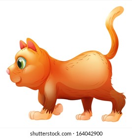 Illustration of a side view of a fat cat on a white background