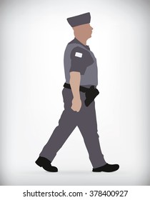 Illustration side view of a military policeman typical of sao paulo, brasil
