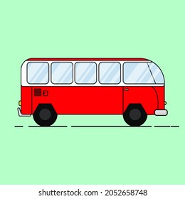 illustration of side view of a red bus