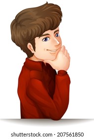 Illustration of a sideview of a handsome model on a white background
