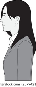 Illustration of a sideways female businessman