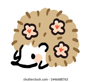 It is an illustration of a sideways hedgehog. It is an illustration used for Japanese New Year's cards. 