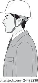 Illustration of a sideways male engineer