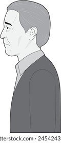 Illustration of a sideways senior man