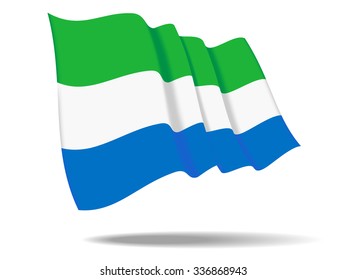 illustration Sierra Leone flag waving Isolated on White Background,vector