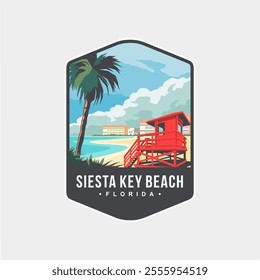 Illustration of Siesta Key Beach Sarasota Florida patch logo