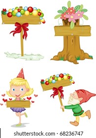 illustration of sign boards on a white background