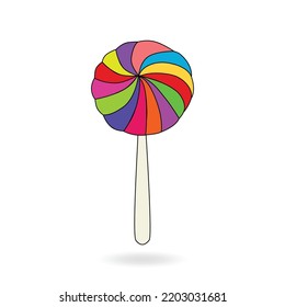 Illustration Sign Candy Stick Vektorsymbol Design Emoticon Vector Clip Art. Lollipop Sweet Emoji Icon.