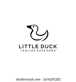 Illustration sign for cute little ducks made with negative space and line art logo design.