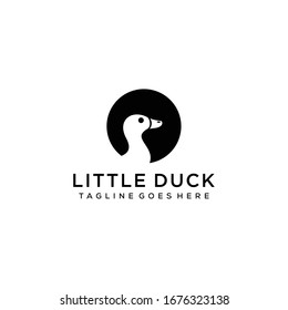 Illustration sign for cute little ducks made with negative space logo design.