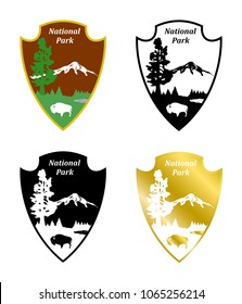 An illustration - sign - emblem of national parks of the USA.
