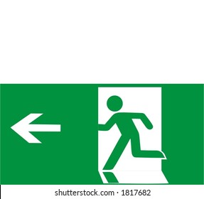 Illustration of sign Exit in green and white colors