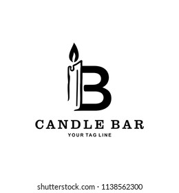 Illustration sign Initial B is joined together with a brightly lit candle logo design