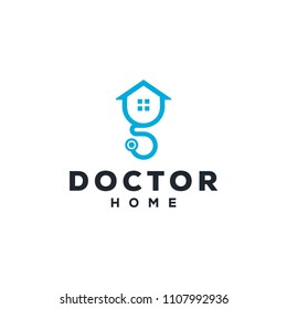 Illustration Sign Logo For Doctor Home With Stethoscope Sign Modern Template