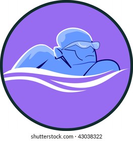 Illustration of a sign of  man swimming in a circle	