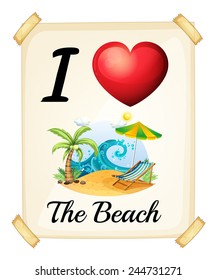 Illustration of a sign saying i love the beach