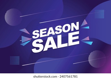 illustration of an illustration of a sign season sale with purple and blue gradient colors for advertisement and promotion programs