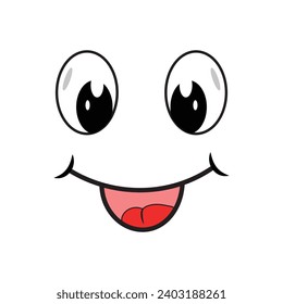 illustration of a sign with a smile face, a cute circle character with eyes rounded