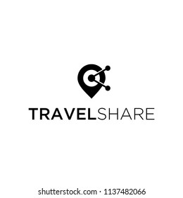 Illustration sign technology companies using location pin and share marks logo design