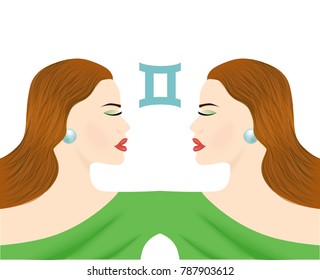 the illustration with the sign of zodiac - the gemini.