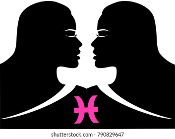 the illustration with the sign of zodiac - the gemini.