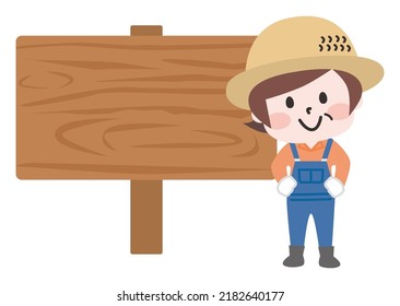 Illustration of signboard and farmhouse