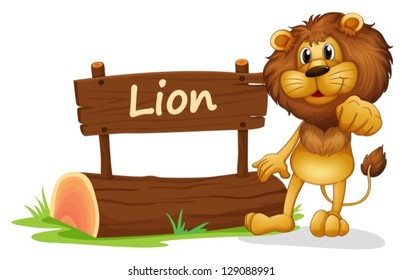 Illustration of a signboard with a lion on a white background