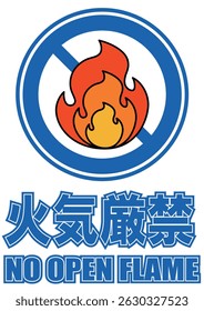 Illustration of a signboard - No Open Flames -