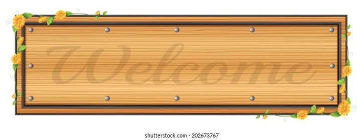 Illustration of a signboard with a welcome sign on a white background Stock Vector