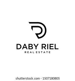 Illustration of signs DR or R D combined into one formed modern and clean logo design