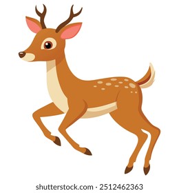 Illustration of Sika Deer jump Isolated on white 