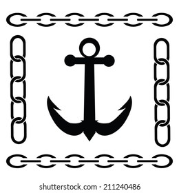  illustration with  silhouette of anchor on a white background