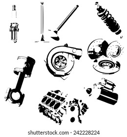 Illustration Silhouette Auto Parts Stock Vector (Royalty Free ...