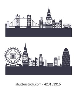 Illustration Silhouette Hintergrund Abstrakter Londoner Skyline - Vektorgrafik