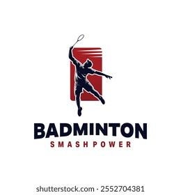 Silhueta de ilustração de Badminton Smash Logo Design