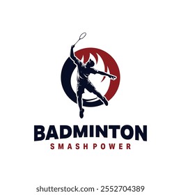 Silhueta de ilustração de Badminton Smash Logo Design